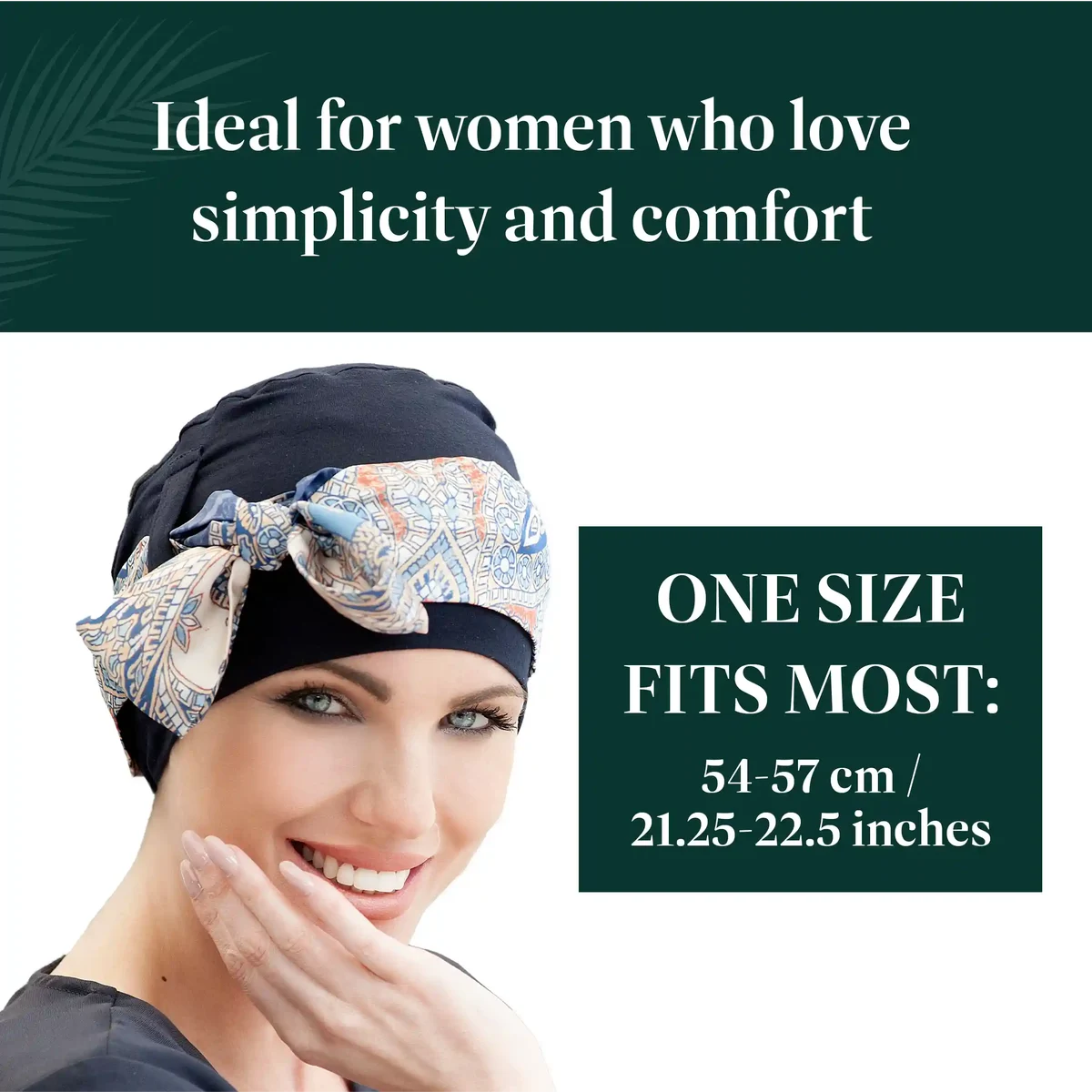 Yanna Chemo Headwear Colour Navy Mosaica Linea Size Information