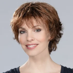 Woman Wearing Club 10 Wig by Ellen Wille in Hazelnut Rooted