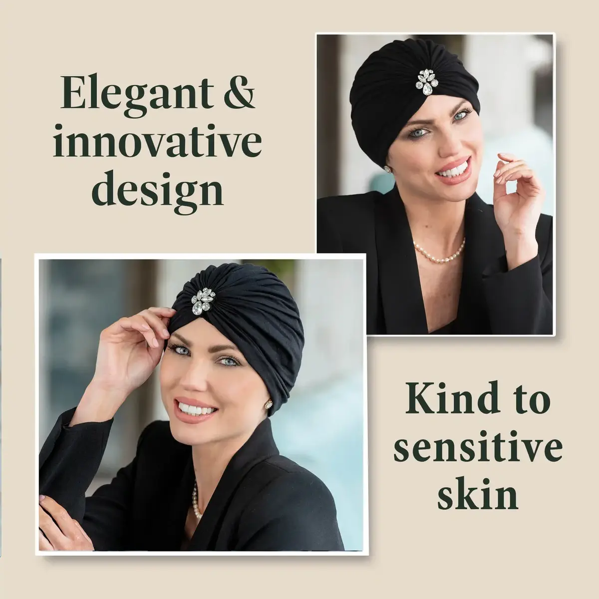 Innovative Design of Celine Black White Diamond Chemo Turban